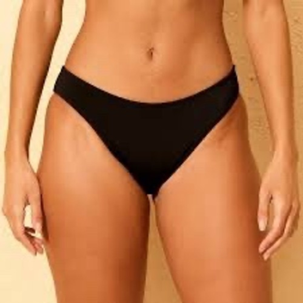 Wild‎ Fable Black Low Rise High Leg Cheeky Bikini Bottom Large